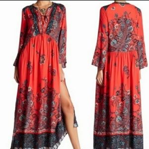 Free People If Only You Knew Maxi Easy Effortless Printed Maxi Dress Size XS